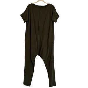 MDNT:45 Casual Short Sleeve Jumpsuit Khaki Green Small Edgy Minimalist Goth